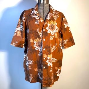 Daniel Cremieux Short Sleeve Brown Floral Button Down Shirt